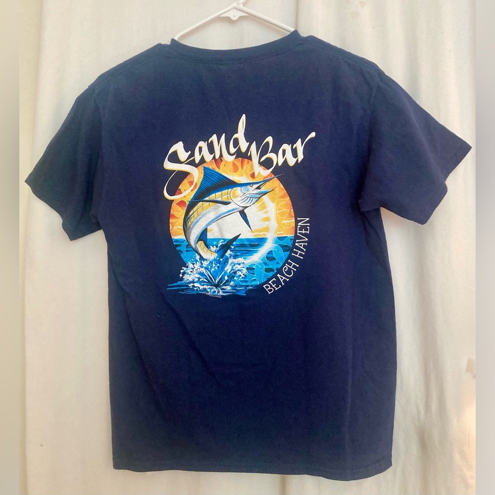 Gildan Black Cotton Sand Bar Beach Haven Short Sleeve Tee Size Youth Large